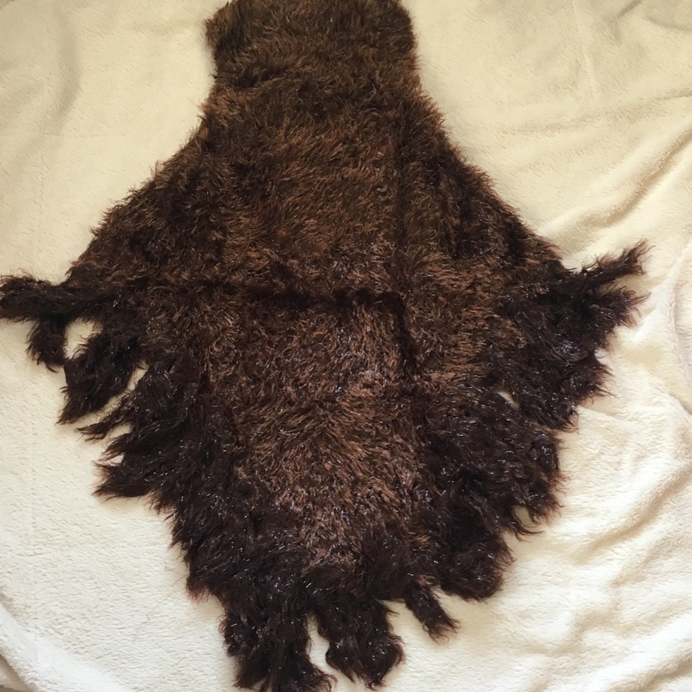 Fun furry copper poncho turtleneck xs